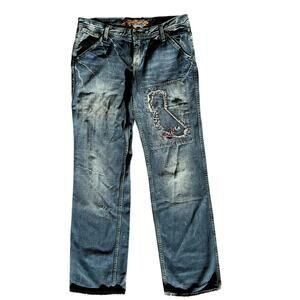 Sacred Jeans Men 30 x 34 Embroidery Distressed Cali LA Y2k Grunge Hip Streetwear